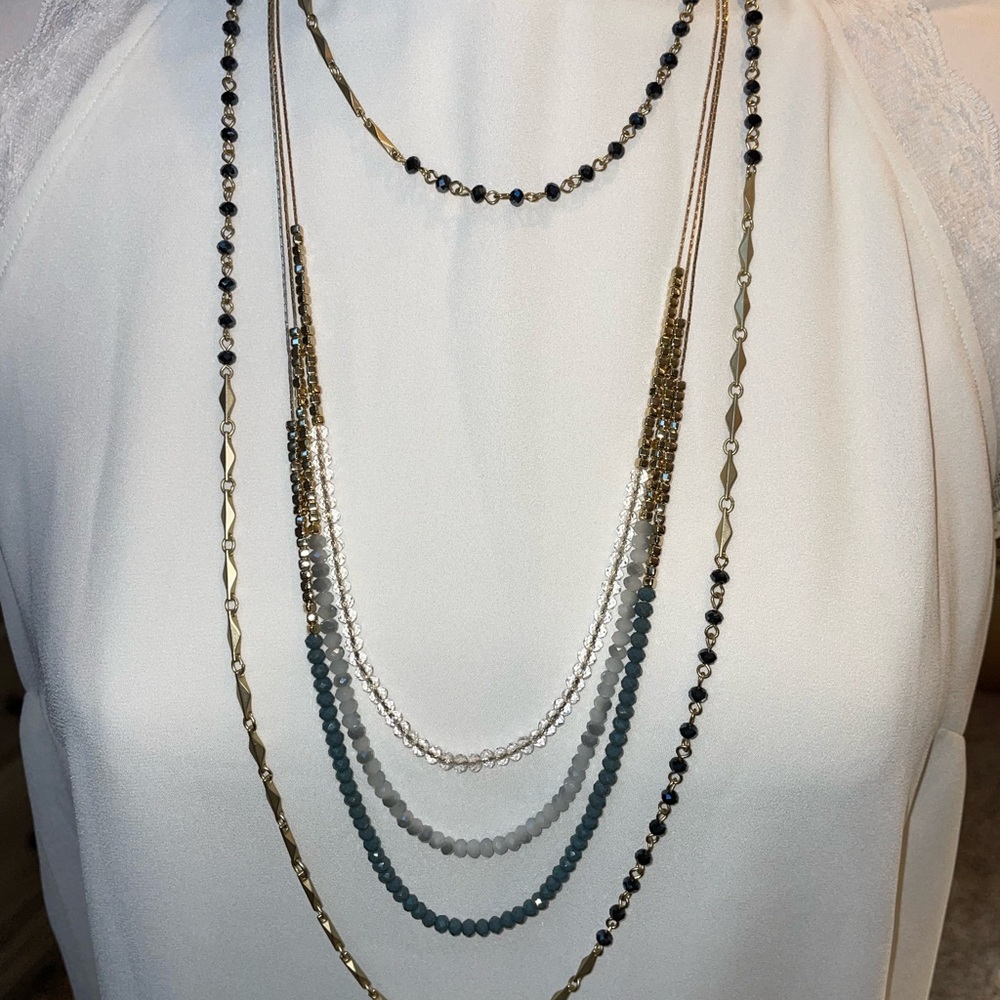 Set of 2 Blue Stone Necklaces